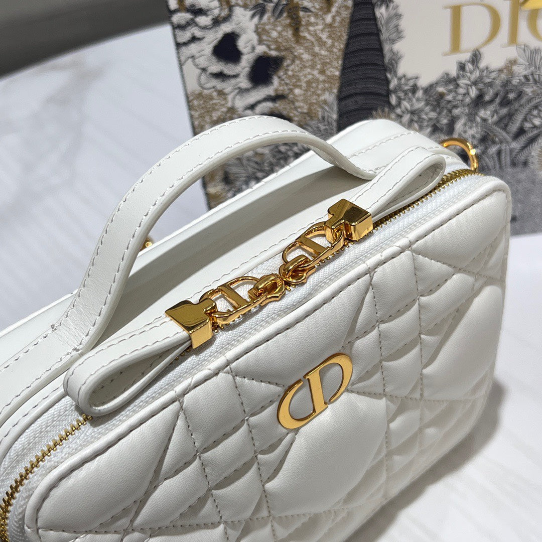 Dior Plaid Replica 1:1 High Quality Handbag Smooth White Leather 18cm
