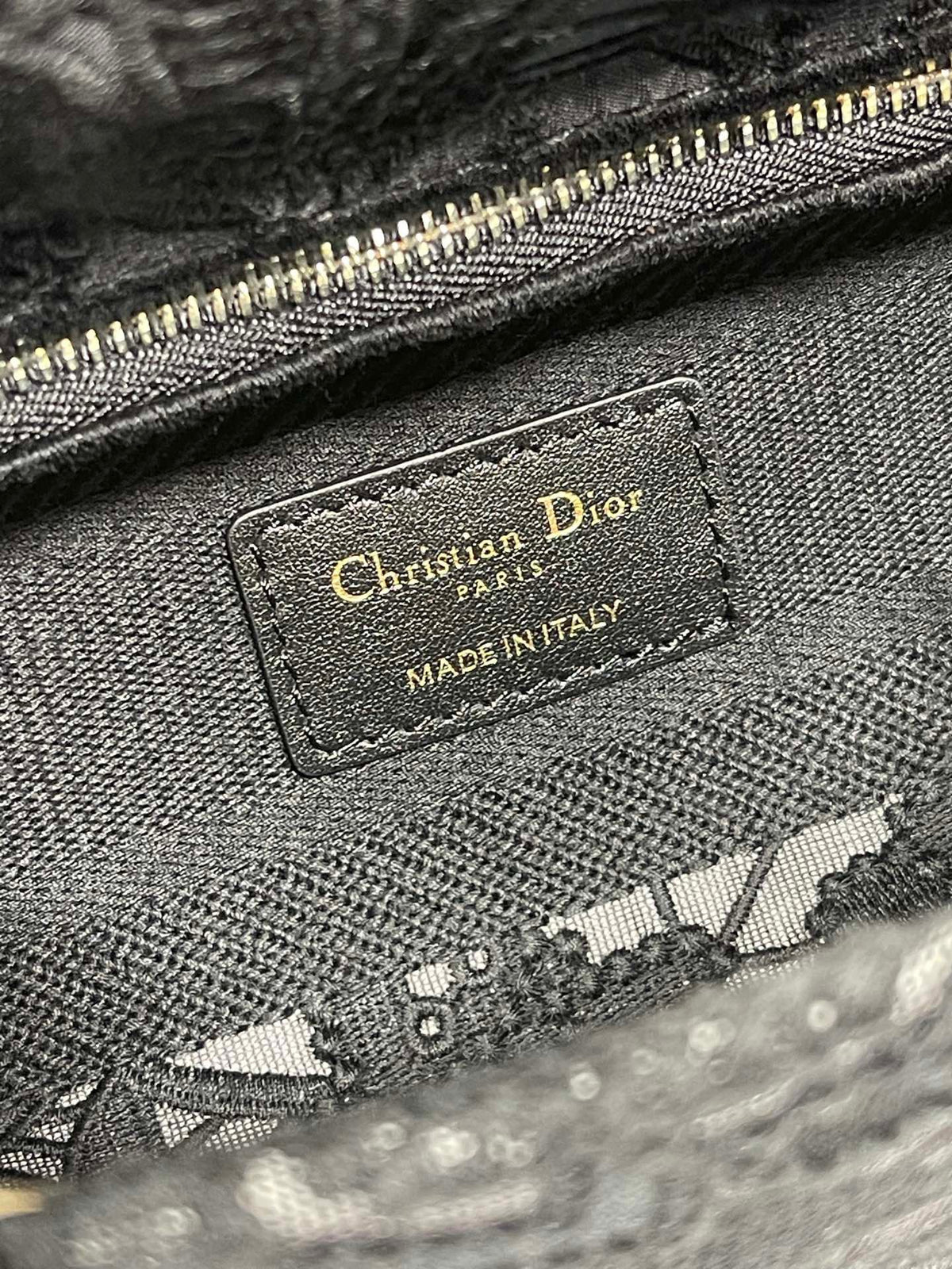 Christian Dior Medium Lady D-Lite bag in black lace embroidery