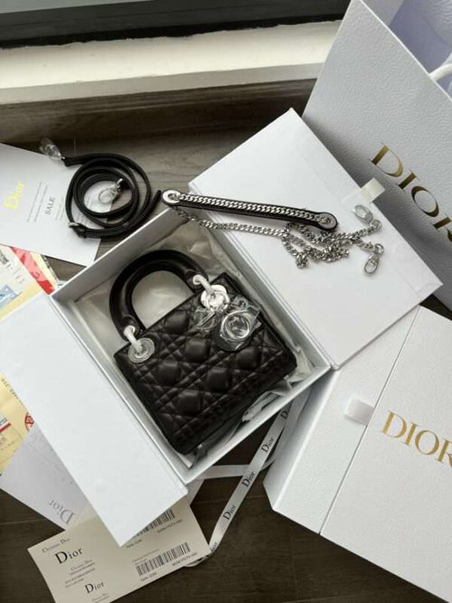 Dior Lady Mini 3-Pocket Replica 11 High-Quality Black Handbag 17cm