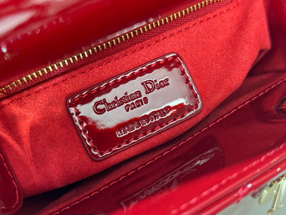 Dior Lady Mini Super Quality Women’s Handbag, Glossy Red, 17cm