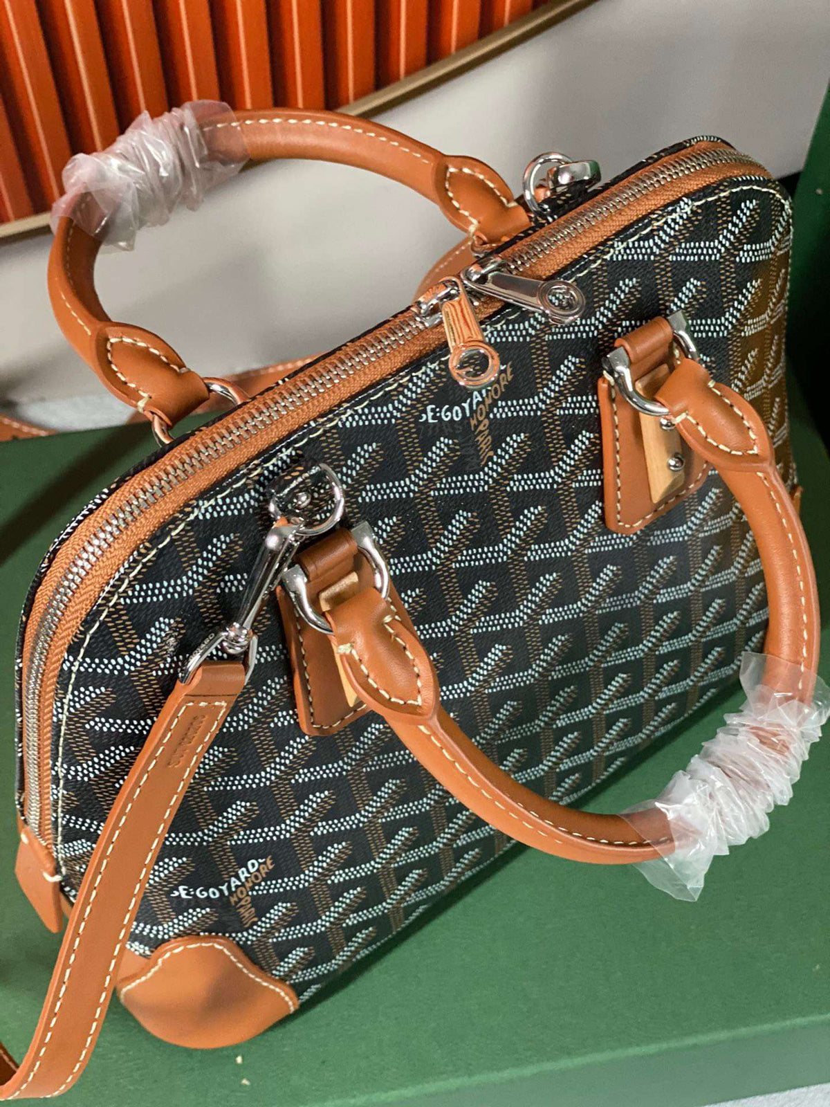 Goyard Alma Vedome Replica 11 Handbag Fabric Wrapped Leather Strap 24cm