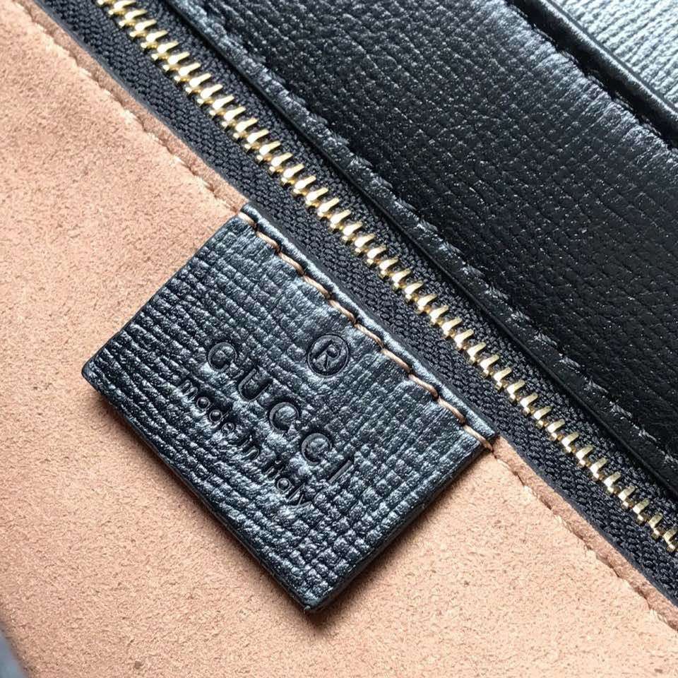 Gucci 1955 Horsebit Like Auth Handbag Black Smooth Leather 25cm