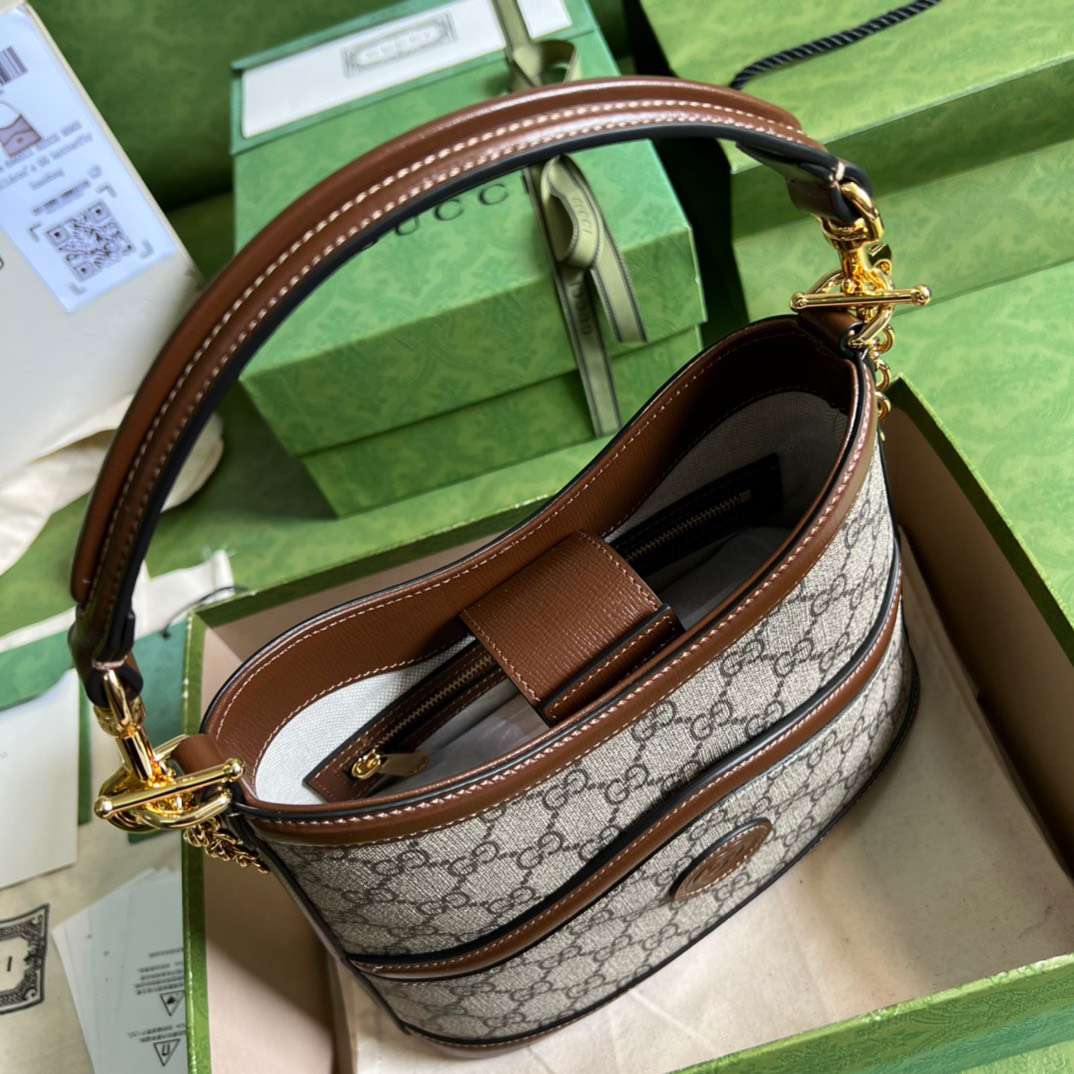 Gucci Handle Women’s Cowhide Handbag with GC Like Auth Logo Pattern 25x21cm