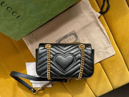 Gucci Marmont Like Auth Luxury Women’s Black Handbag 22cm