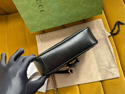 Gucci Marmont Like Auth Luxury Women’s Black Handbag 22cm