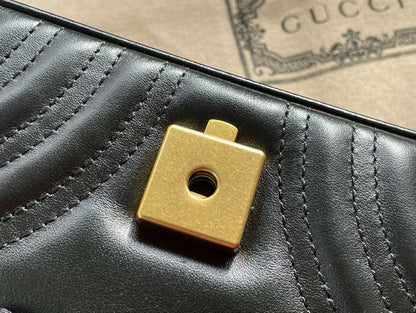 Gucci Marmont Like Auth Luxury Women’s Black Handbag 22cm