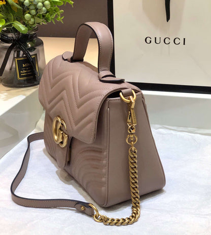 Gucci Marmont Top Handle Like Auth Women’s Handbag with Gold Buckle 27cm