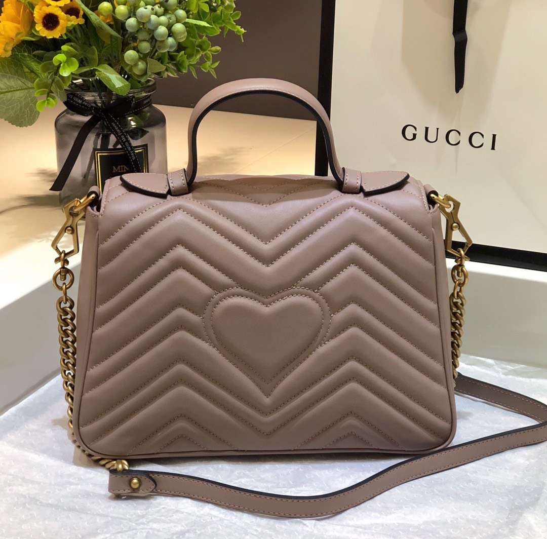 Gucci Marmont Top Handle Like Auth Women’s Handbag with Gold Buckle 27cm