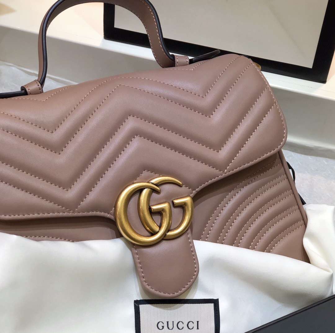Gucci Marmont Top Handle Like Auth Women’s Handbag with Gold Buckle 27cm