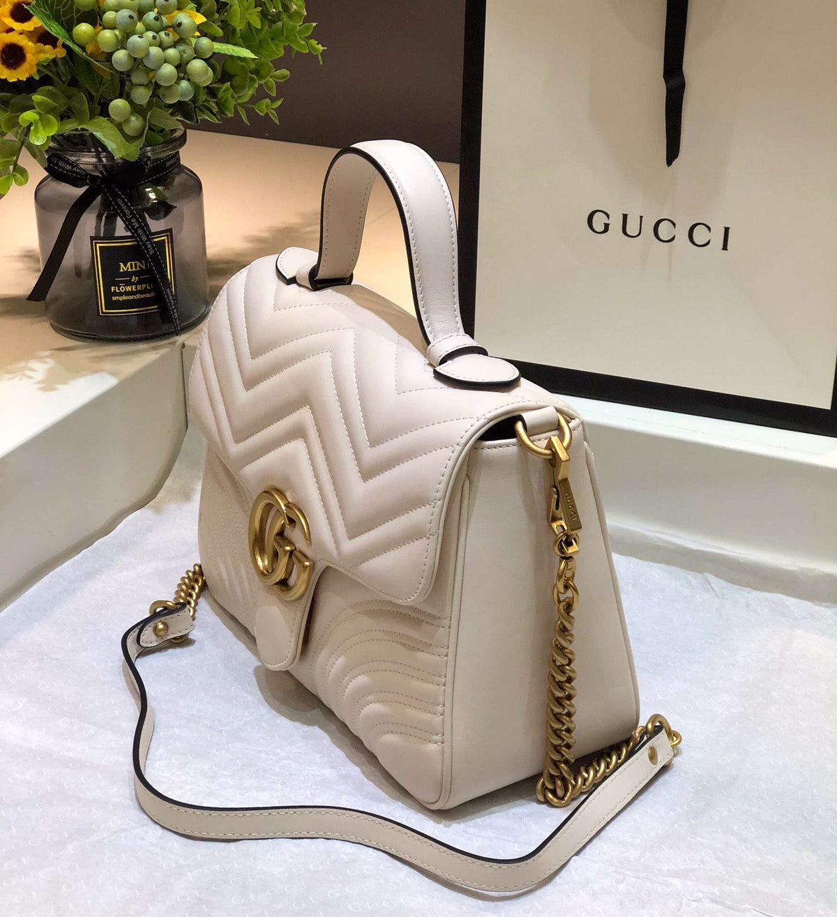 Gucci Marmont Top Handle Rep 11 Handbag High Quality White 27cm