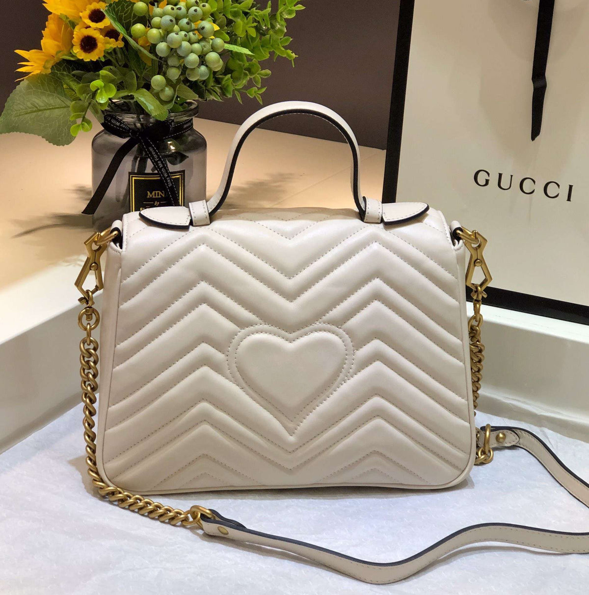 Gucci Marmont Top Handle Rep 11 Handbag High Quality White 27cm