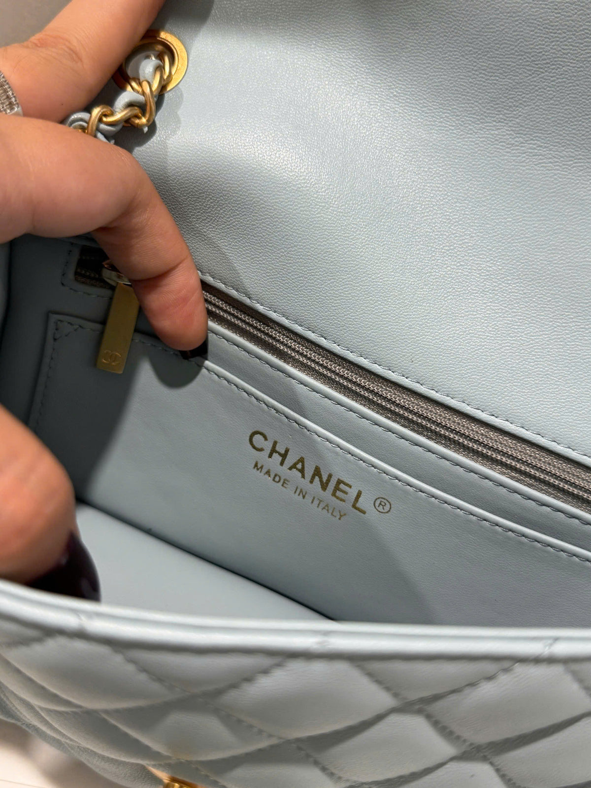 Chanel Classic Flap Mini Blue Gold Hardware 20cm
