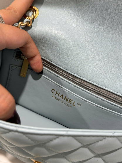Chanel Classic Flap Mini Blue Gold Hardware 20cm