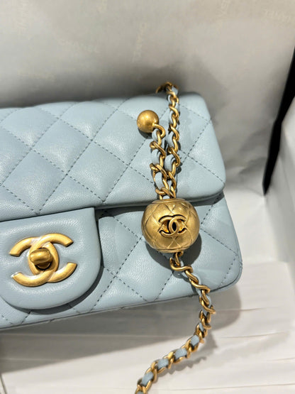Chanel Classic Flap Mini Blue Gold Hardware 20cm
