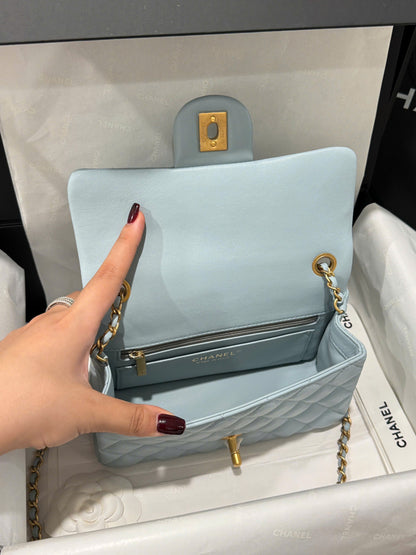 Chanel Classic Flap Mini Blue Gold Hardware 20cm