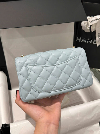 Chanel Classic Flap Mini Blue Gold Hardware 20cm