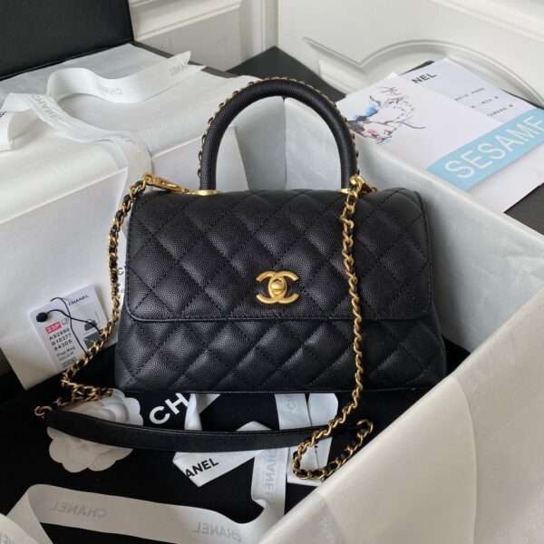 Chanel Coco Handbags Woman’s Lizard Skin Black 24cm