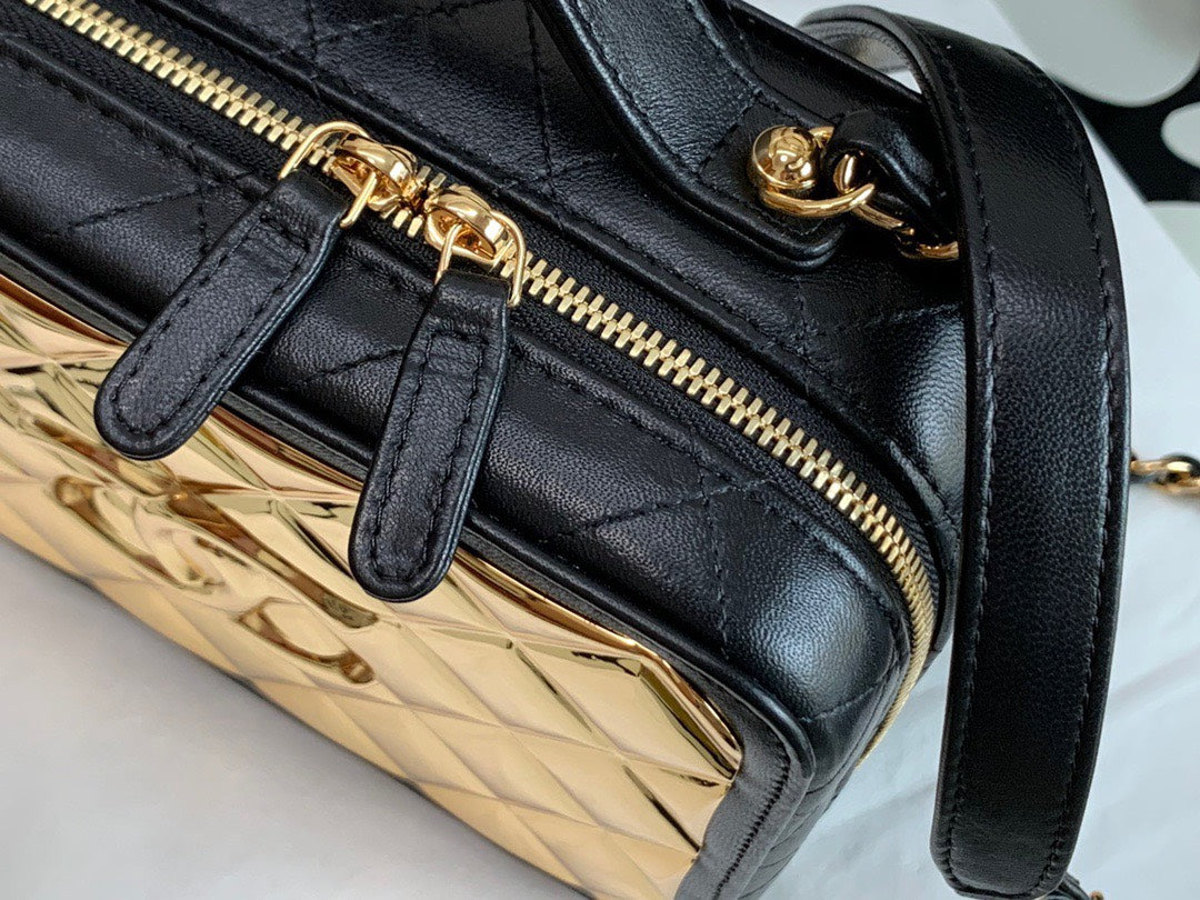 Chanel Vanity Case Black Yellow Replica 1:1 Box Form Handbags 19cm