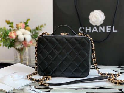 Chanel Vanity Case Black Yellow Replica 1:1 Box Form Handbags 19cm