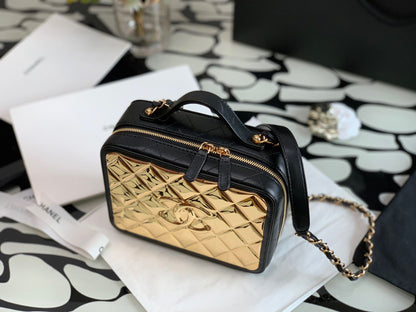 Chanel Vanity Case Black Yellow Replica 1:1 Box Form Handbags 19cm