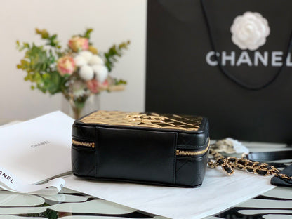 Chanel Vanity Case Black Yellow Replica 1:1 Box Form Handbags 19cm