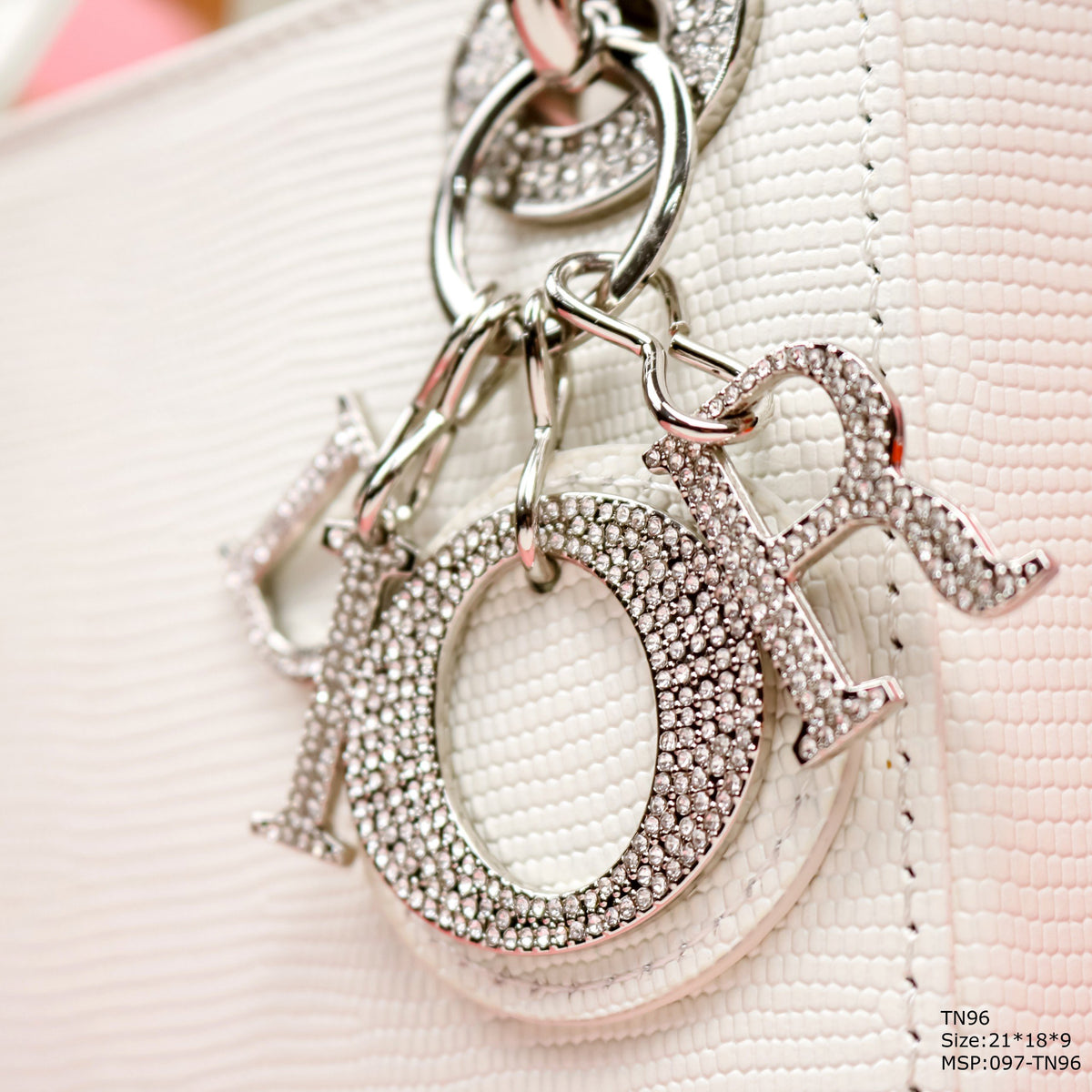 Dior My Lady White Beaded Handbag 21x18x9cm