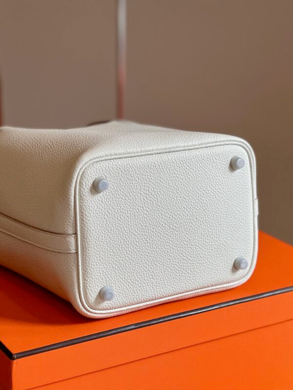 HN 18 White Togo Leather Sliver Hardware