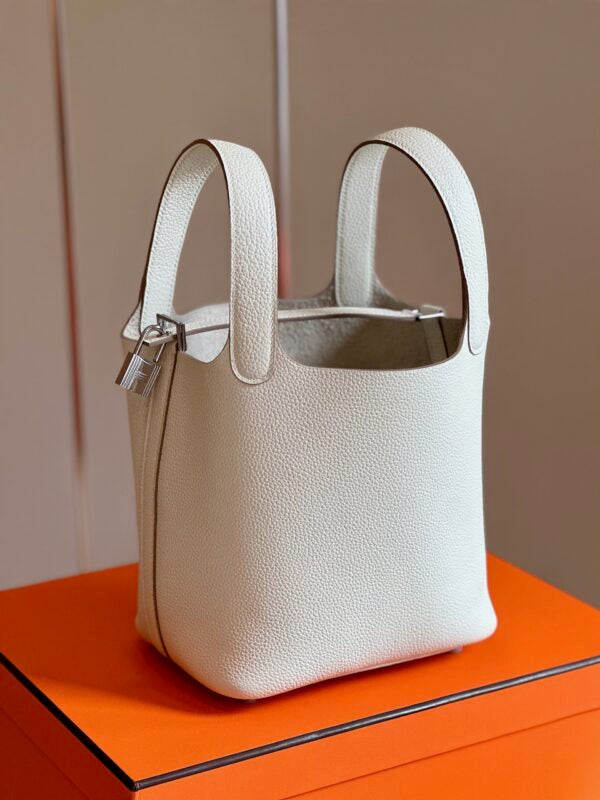 HN 18 White Togo Leather Sliver Hardware