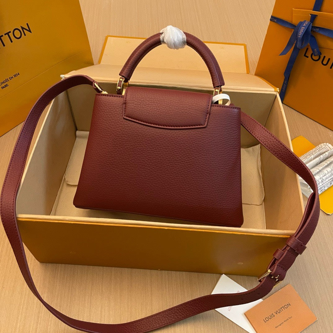 Louis Vuitton LV Capucines Woman’s Dark Red Handbags 27x21x10cm