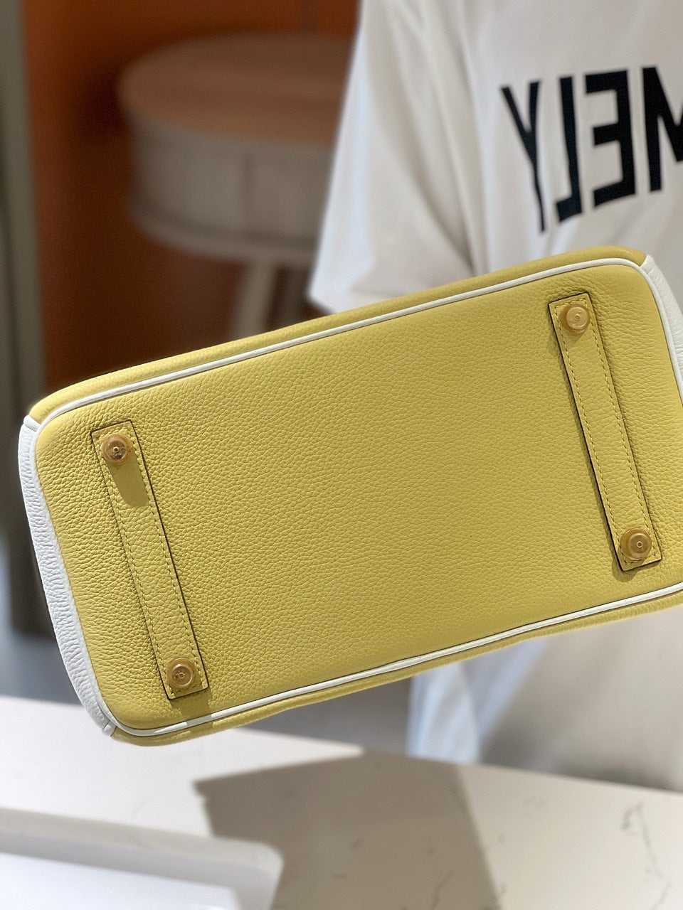 HN Lime, Bleu de Galice and Gris Perle Chèvre Tri-Color HSS 25 Brushed Gold Hardware