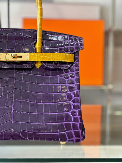 HN 30 Purple/Gold Genuine Crocodile Leather Gold Hardware – Custom Made