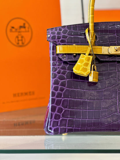 HN 30 Purple/Gold Genuine Crocodile Leather Gold Hardware – Custom Made