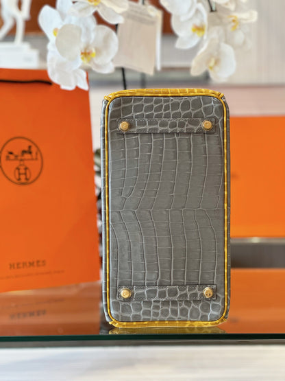 HN 30 Gray/Gold Genuine Crocodile Leather Gold Hardware – Custom Made
