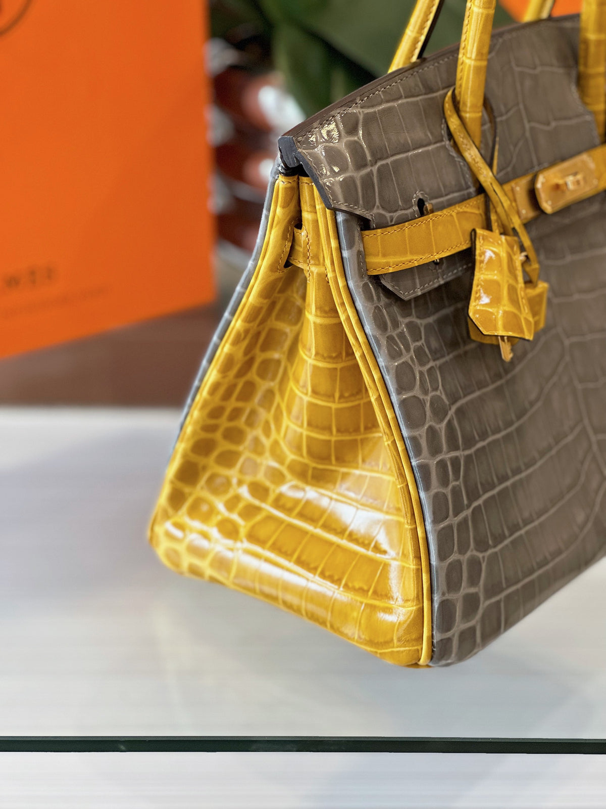 HN 30 Gray/Gold Genuine Crocodile Leather Gold Hardware – Custom Made