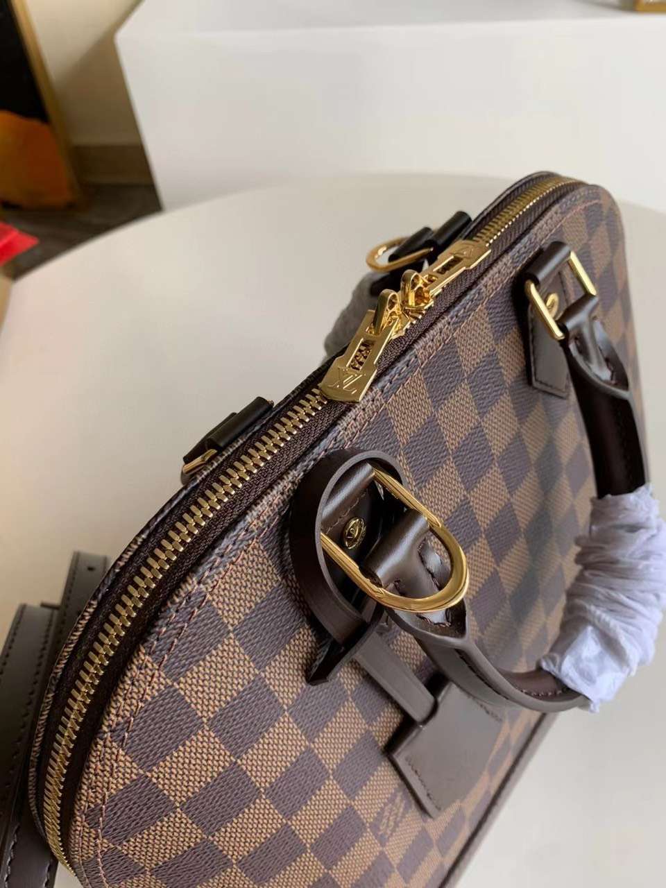 Louis Vuitton Damier Ebene Alma PM Caro Pattern Handbags 32mm