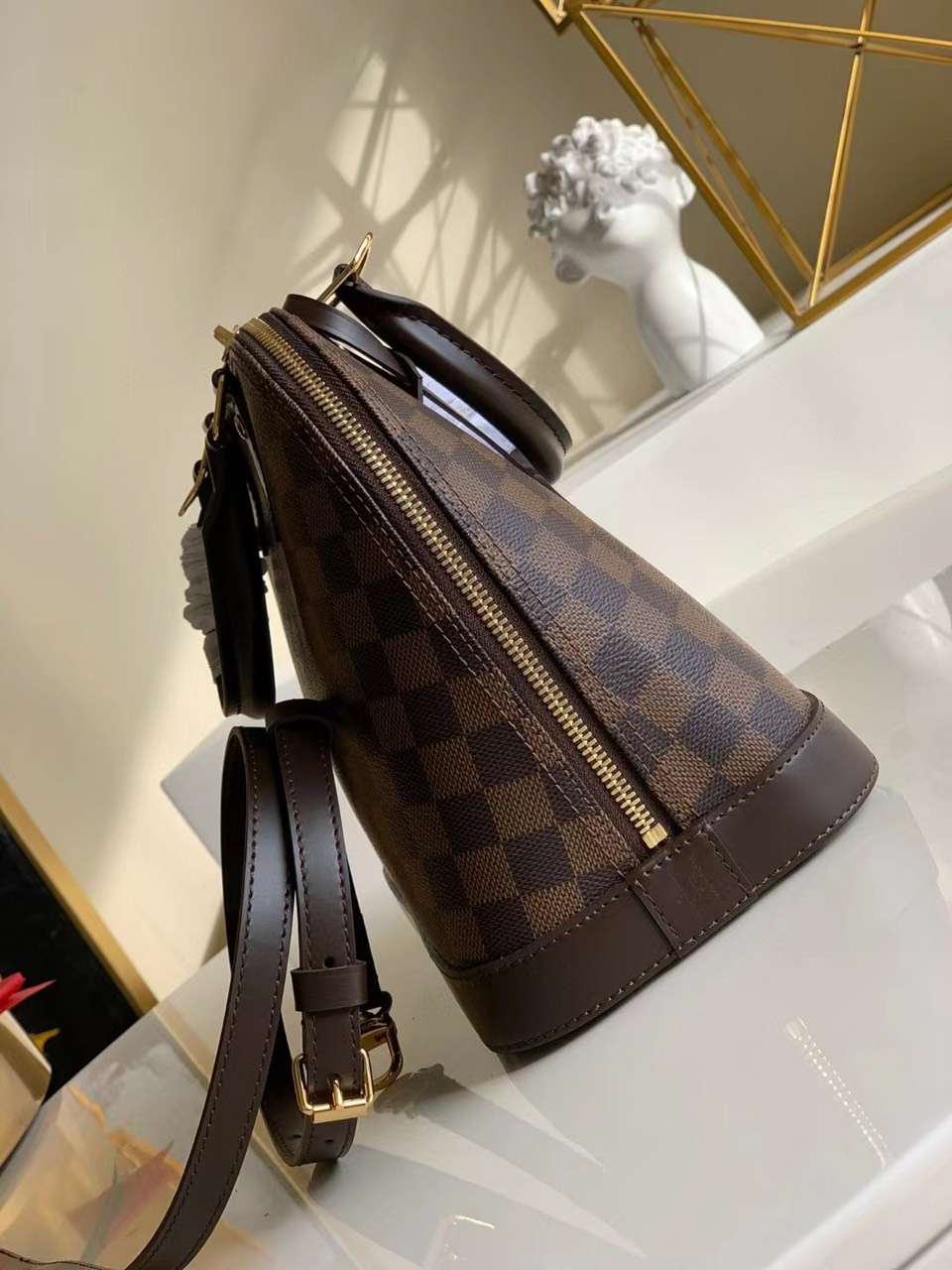 Louis Vuitton Damier Ebene Alma PM Caro Pattern Handbags 32mm