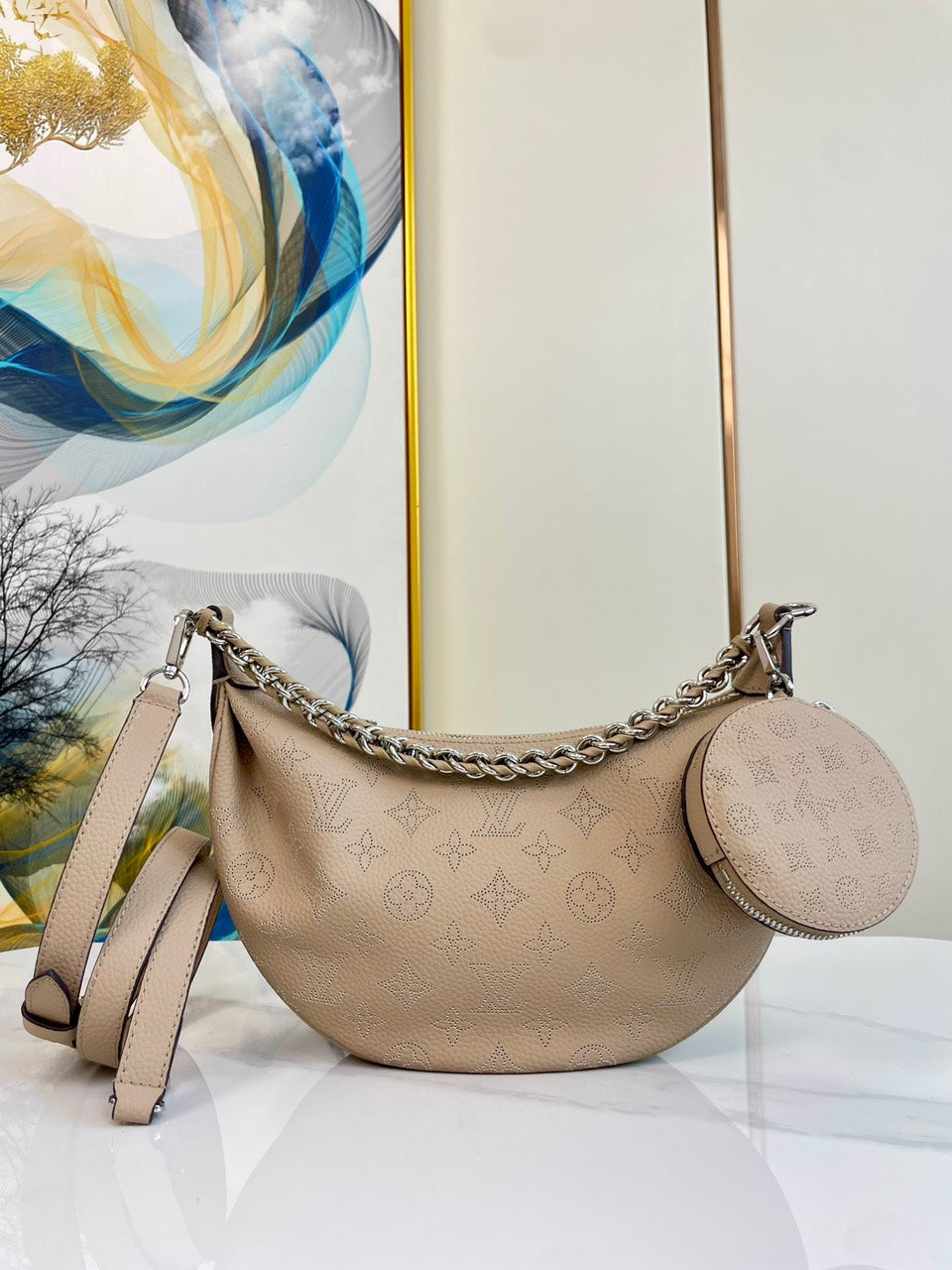 Louis Vuitton LV Baia Mahina Mono Pattern Like Auth Handbags 26x17x7.5cm