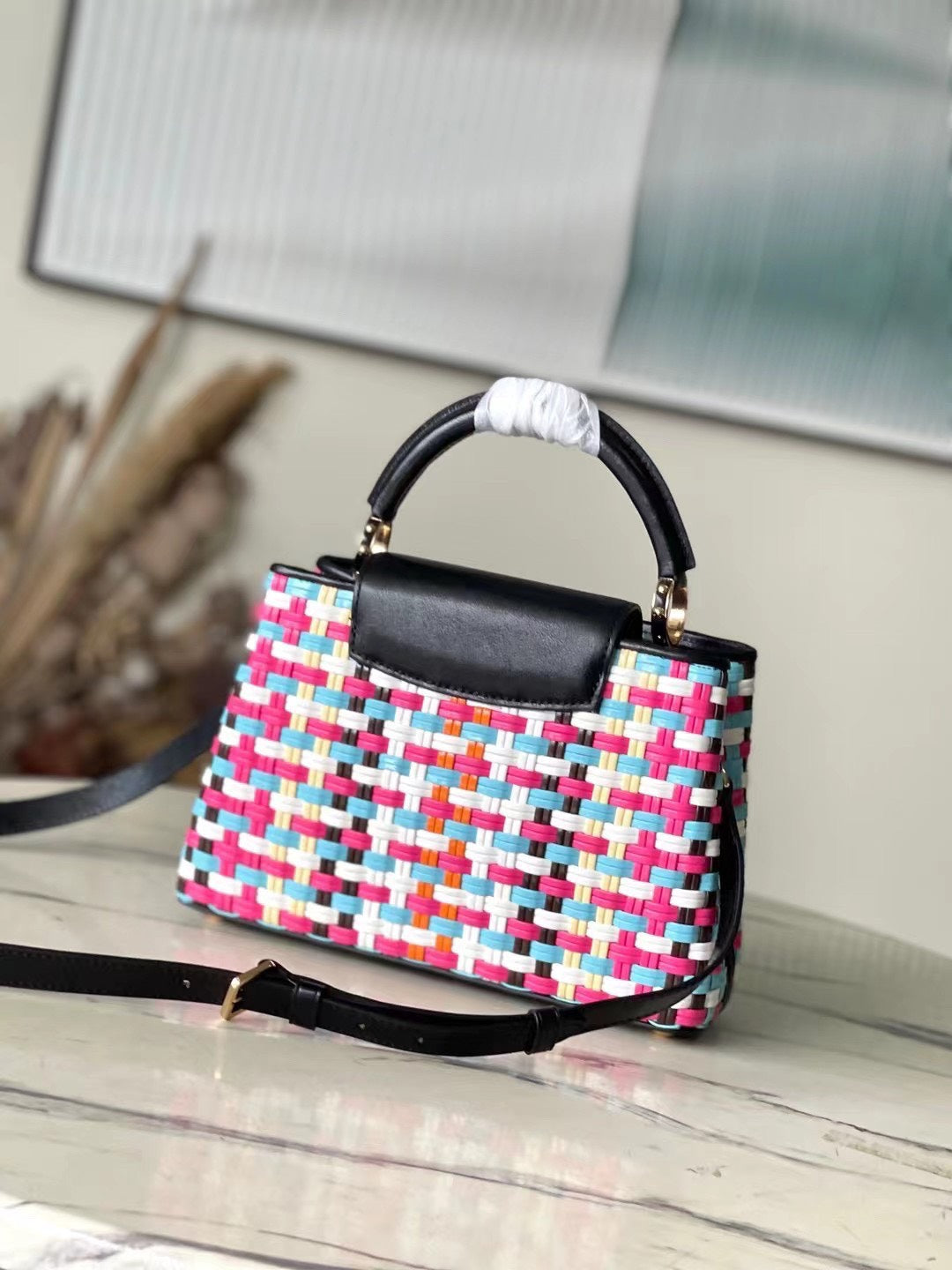 Louis Vuitton LV Capucines Plaid Pattern Handbags 27x18x9cm