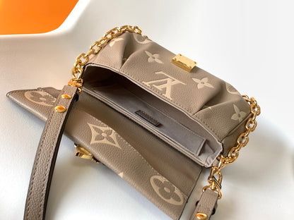 Louis Vuitton LV Favorite Brown Like Auth Handbags Lock Gold 24x14cm