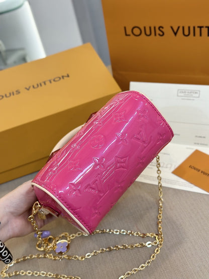 Louis Vuitton LV Nano Speedy Pink Shiny Leather Handbags 16x10x7,5cm