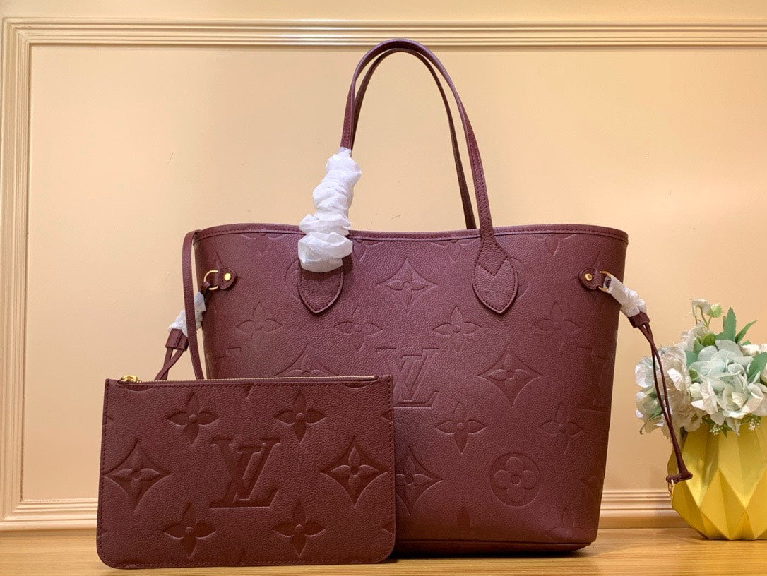 Louis Vuitton LV Never Full Plum Red Handbags 32x29x17cm