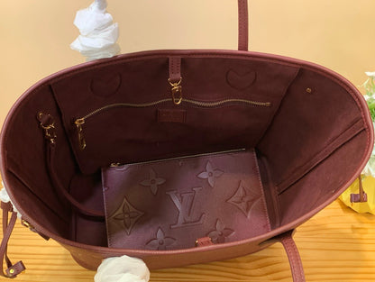 Louis Vuitton LV Never Full Plum Red Handbags 32x29x17cm