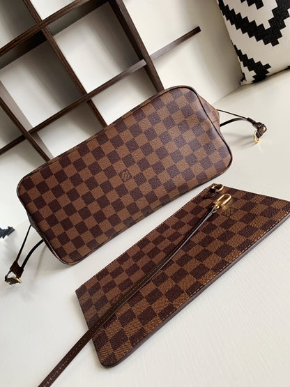 Louis Vuitton LV Neverfull Checkered Pattern Handbags 32x29x17cm