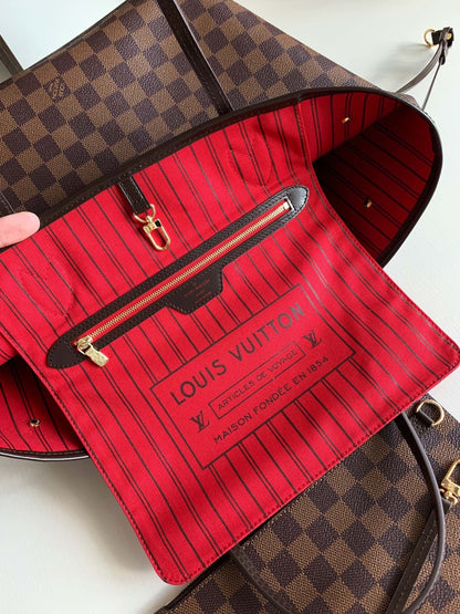 Louis Vuitton LV Neverfull Checkered Pattern Handbags 32x29x17cm