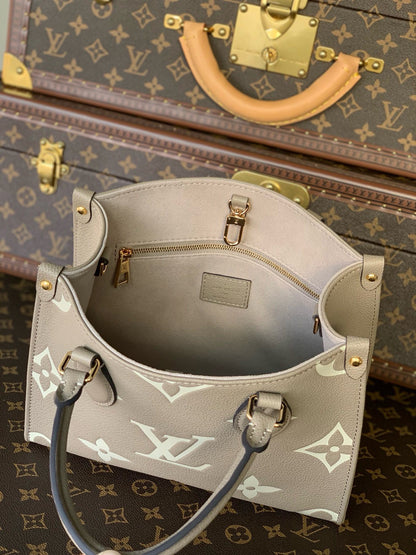 Louis Vuitton LV Onthego Woman’s Grey Cowhide Leather Handbags 25cm