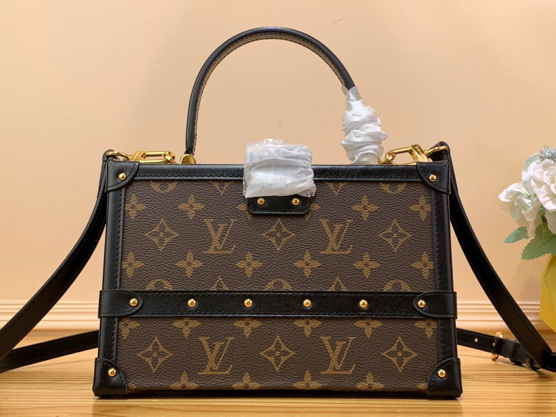 Louis Vuitton LV Petite Malle LV Monogram Pattern Like Auth Handbags 24x16x13cm