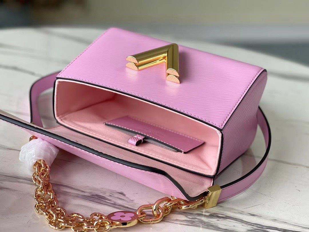 Louis Vuitton LV Twist Pink Handbags With Lock Gold 24cm