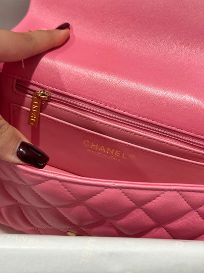 Chanel Classic Flap Mini Pink Gold Hardware 20cm