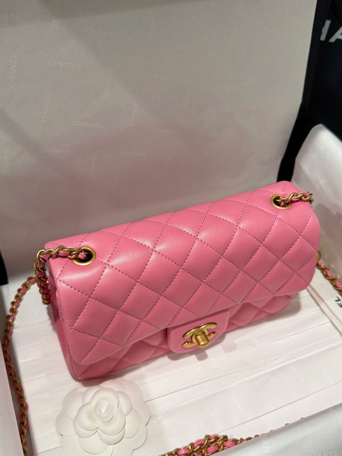 Chanel Classic Flap Mini Pink Gold Hardware 20cm