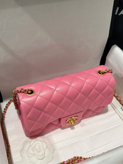 Chanel Classic Flap Mini Pink Gold Hardware 20cm